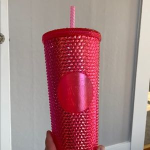 Pink studded starbucks tumbler